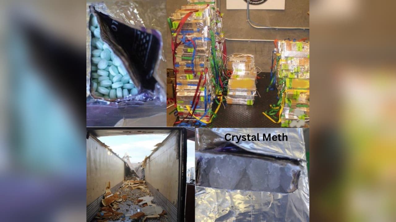 Agentes fronterizos descubren cargamento de fentanilo, metanfetamina y heroína en un remolque en Nogales