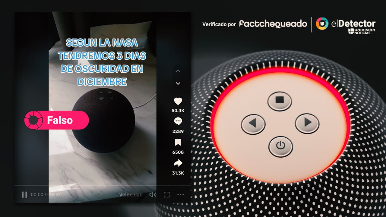 La NASA no anunció que el mundo tendrá tres días de oscuridad total en diciembre, como aseguran en TikTok