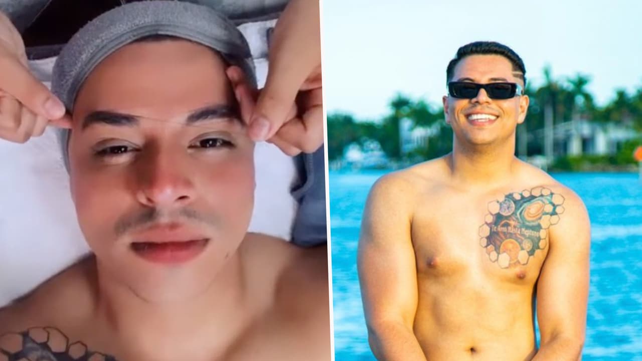 "Bien delineadita" Eduín Caz muestra cómo le depilan las cejas