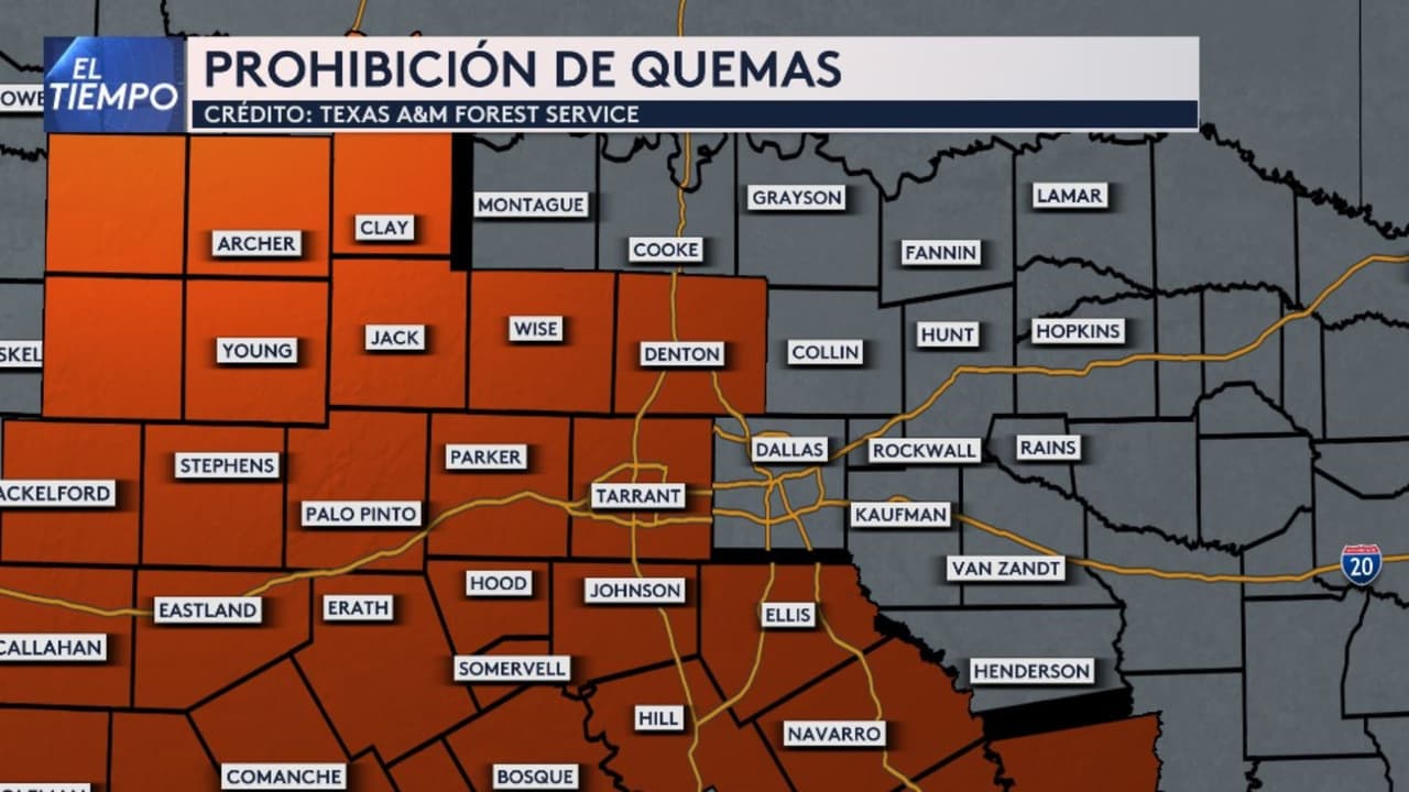 Este mapa señala los condados donde hay prohibición de quema.