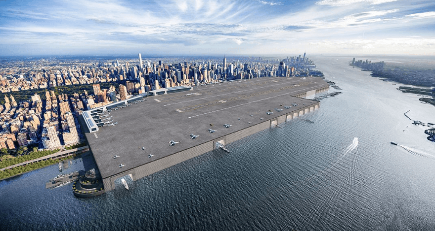 <b>Un aeropuerto en Midtown. </b>Sí, sin duda fue un proyecto radical que habría cambiado la ciudad. Con la idea de llevar los aviones más cerca Manhattan y así "eliminar la necesidad de viajar en limusina desde o hasta los aeropuertos existentes", se ideó el que fue conocido como el "aeropuerto soñado de Nueva York". El proyecto, ideado por el magnate de bienes raíces William Zeckendorf, hubiera estado desde la Novena Avenida hasta el Río Hudson, desde las calles 24 a la 71. La revista LIFE lo calificó en 1946 como el "aeropuerto soñado de Nueva York".