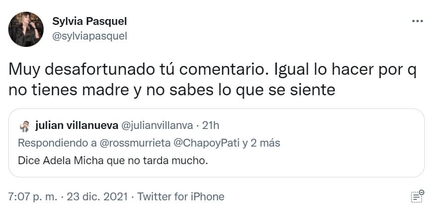 Sylvia Pasquel responde a los 'haters' que comentan sobre la salud de su madre Silvia Pinal.
