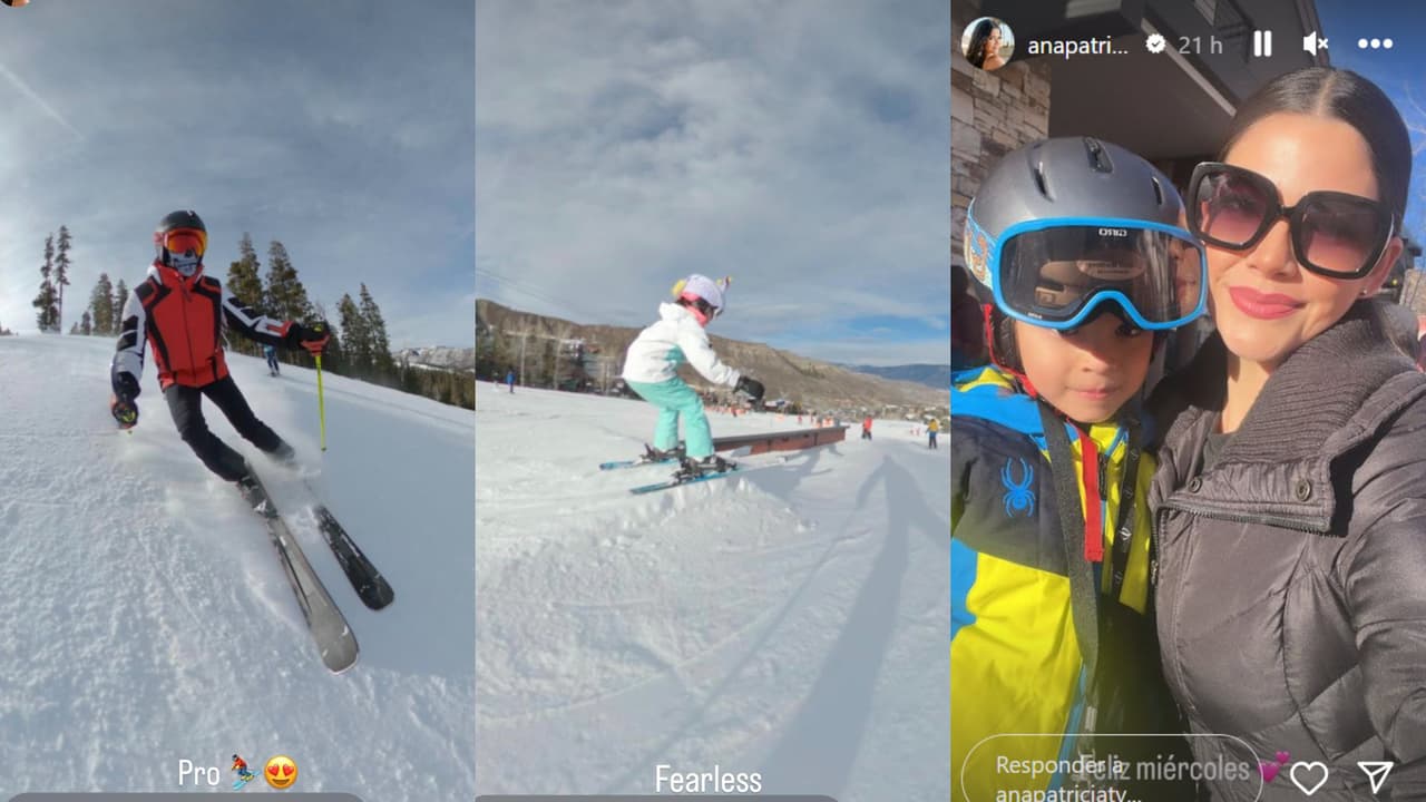 El marido e hija de Ana Patricia Gámez mostraron sus destrezas sobre la nieve.