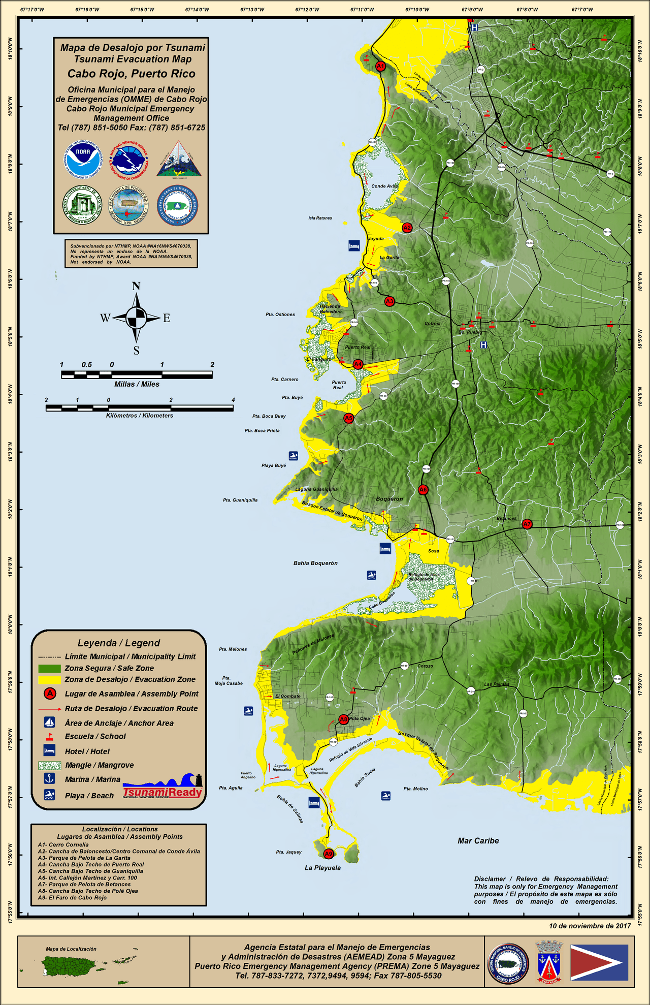 Mapa de desalojo de Cabo Rojo