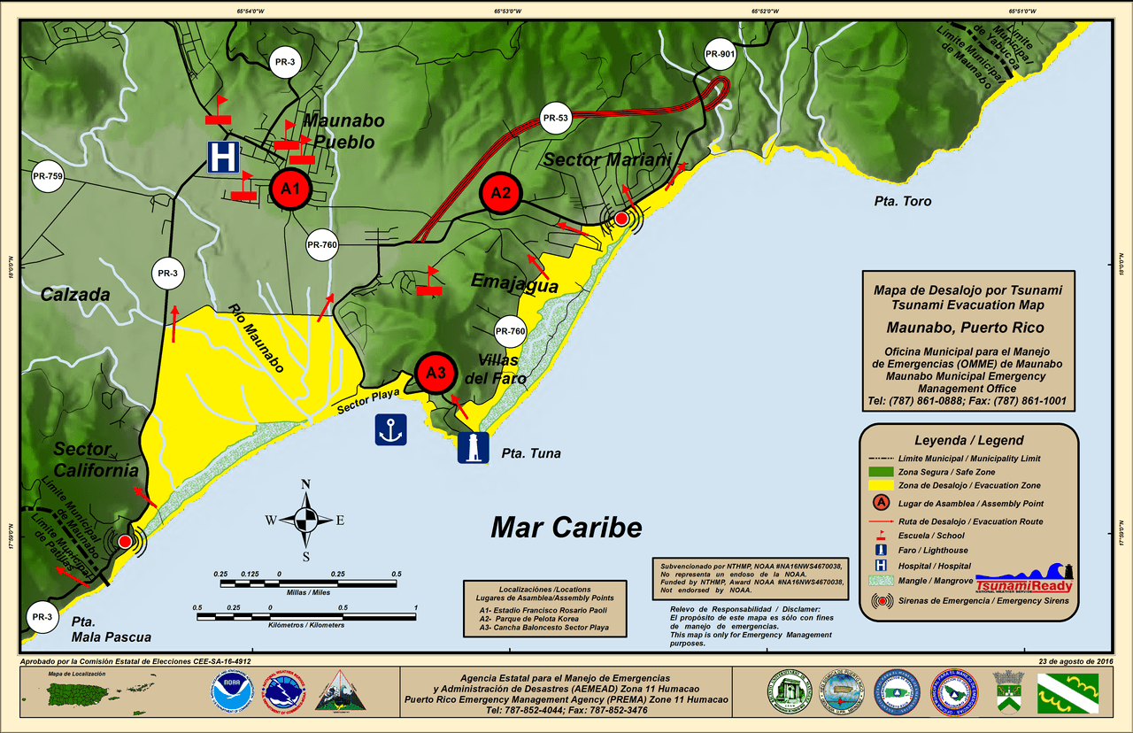 Mapa de desalojo de Maunabo