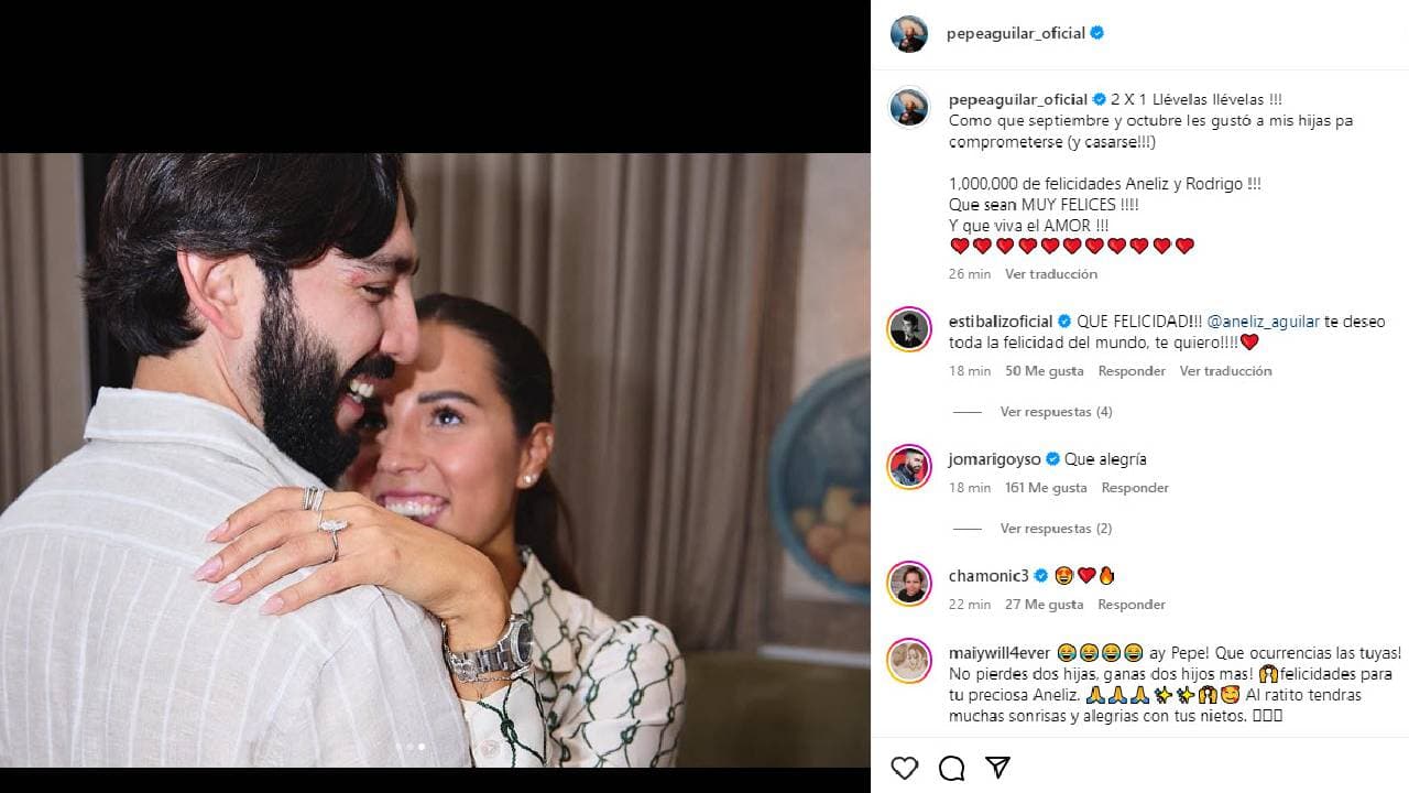 Pepe Aguilar reaccionó al compromiso de su hija Aneliz.
