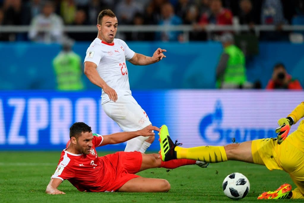 58.- Xherdan Shaqiri (Suiza) al minuto 90. Serbia 1-2 Suiza.