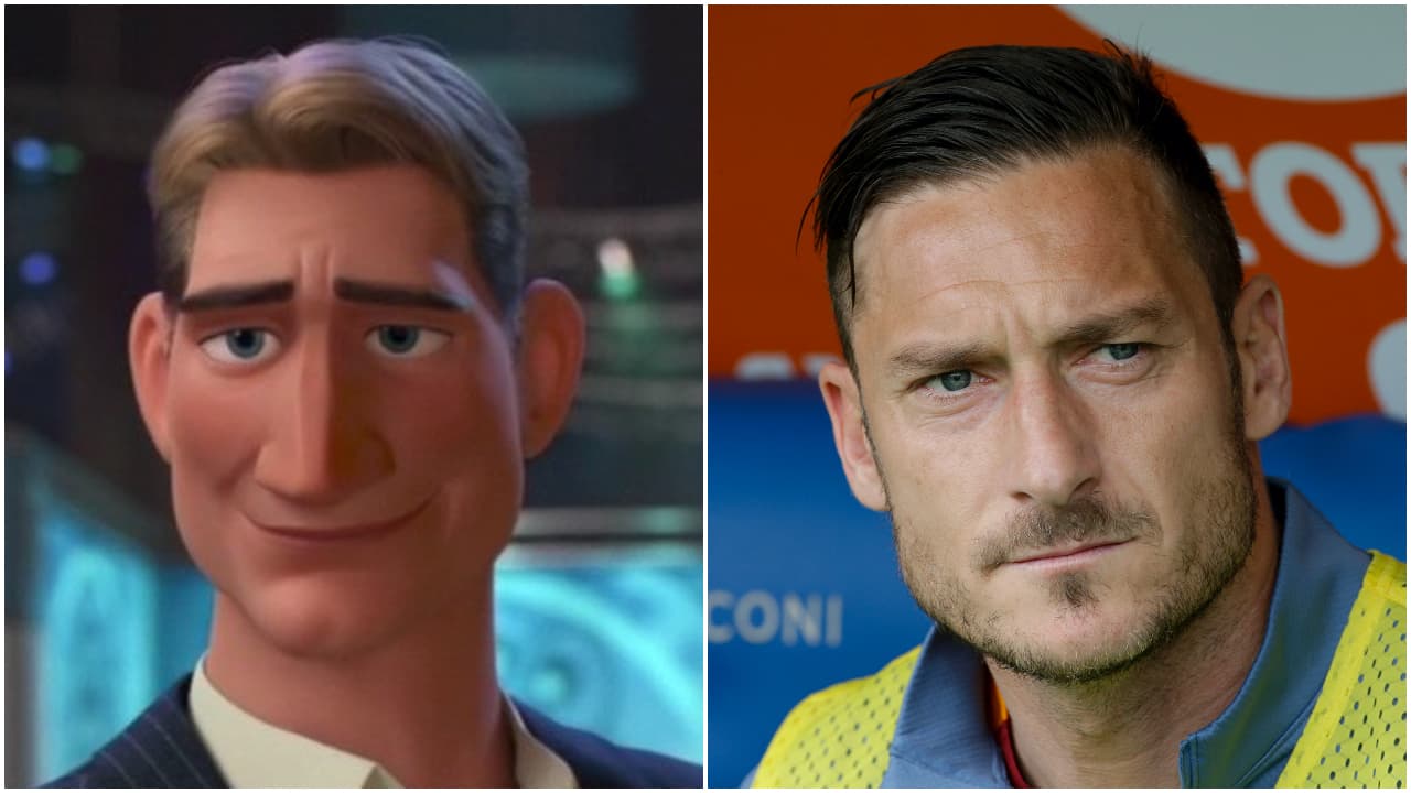 <b>Francesco Totti y Alistair Krei</b>
<br>El exfutbolista italiano, Francesco Totti, muestra el mismo perfil italiano y la misma fisonomía que Alistair Krei, personaje de la serie 'Big Hero 6'.