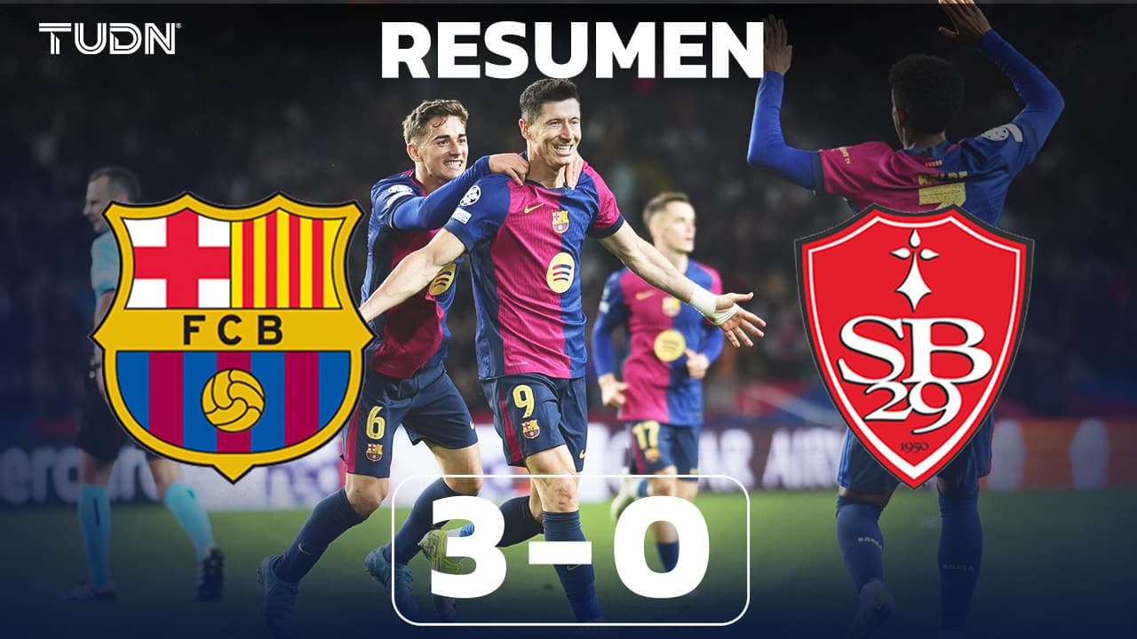 Resumen | Barcelona golea en casa al Brest con un doblete de Lewandowski