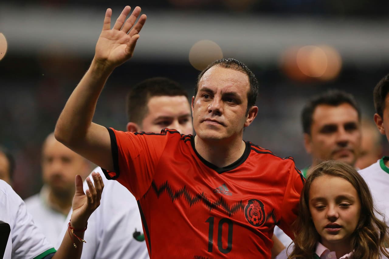 Cuauhtémoc Blanco portando el uniforme de la Selección Mexicana en 2014.