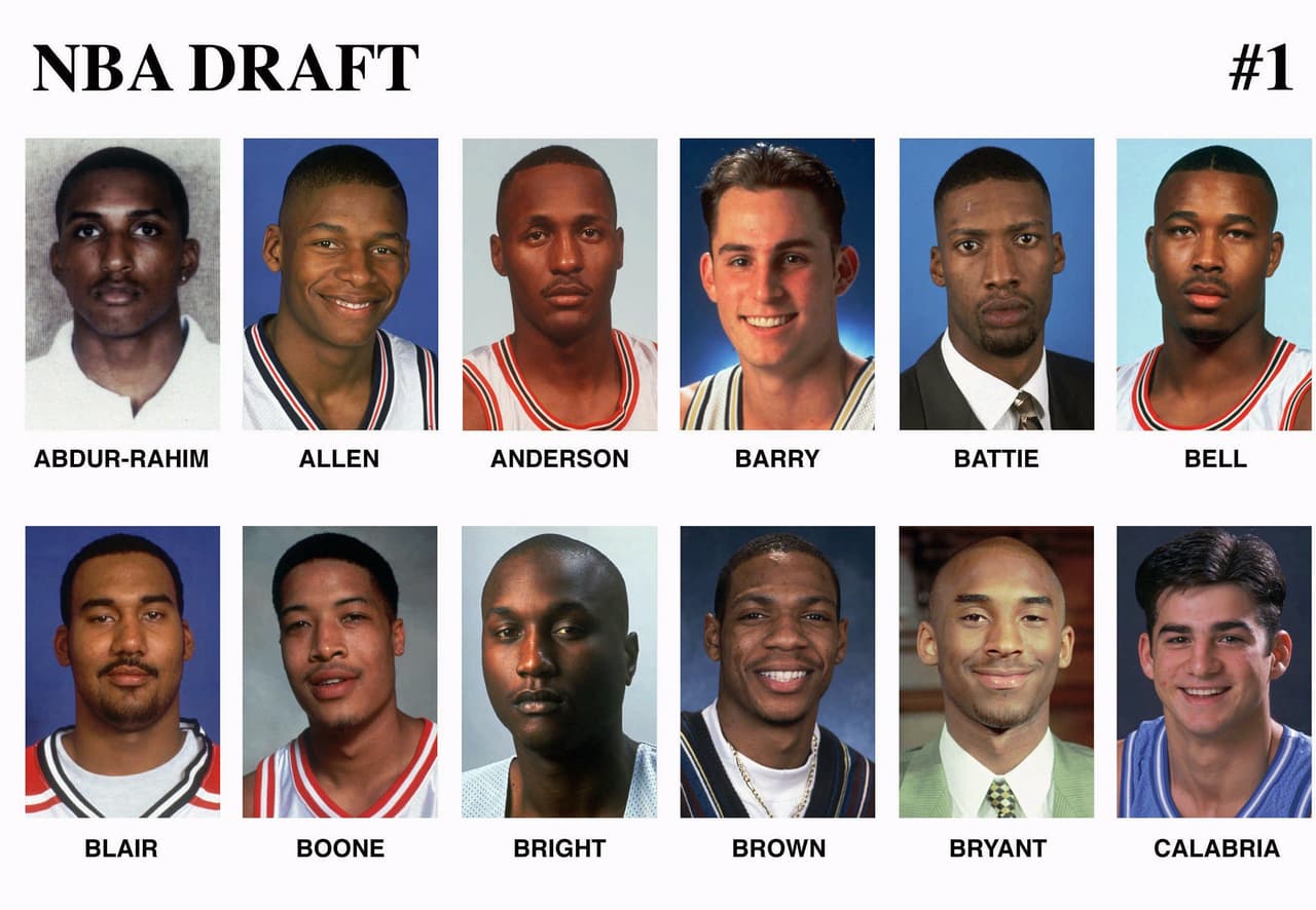 Kobe fue el primer guardia que la NBA eligió directo de una preparatoria. Ya en 1996 fue elegido en la 13va ronda por los Charlotte Hornets.