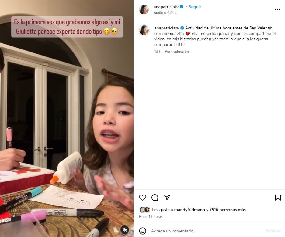 Giulietta, hija de Ana Patricia, apareció así ante la cámara.