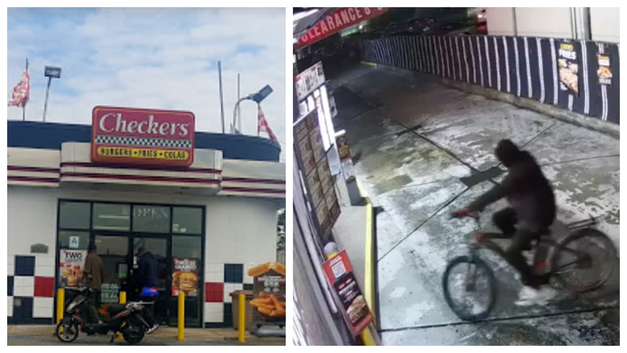 Llega en bicicleta al autoservicio de Checkers y roba a punta de pistola al cajero, dice NYPD