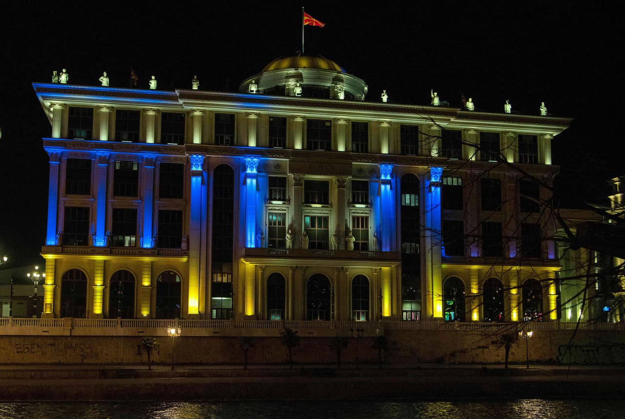 El edificio del Ministerio de Asuntos Exteriores de Macedonia, en la ciudad de Skopje, el 24 de febrero.