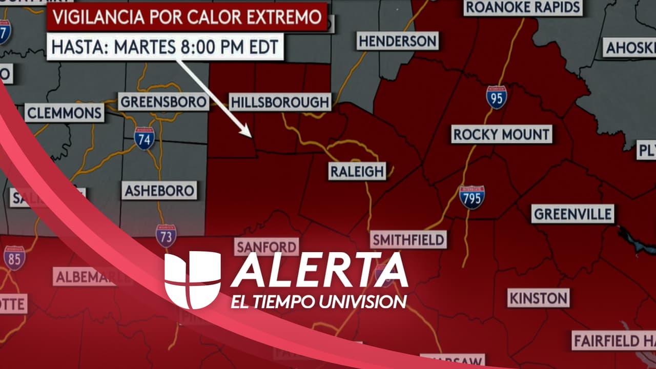 Un martes con lluvias y sensación térmica de 110 °F en Carolina del Norte