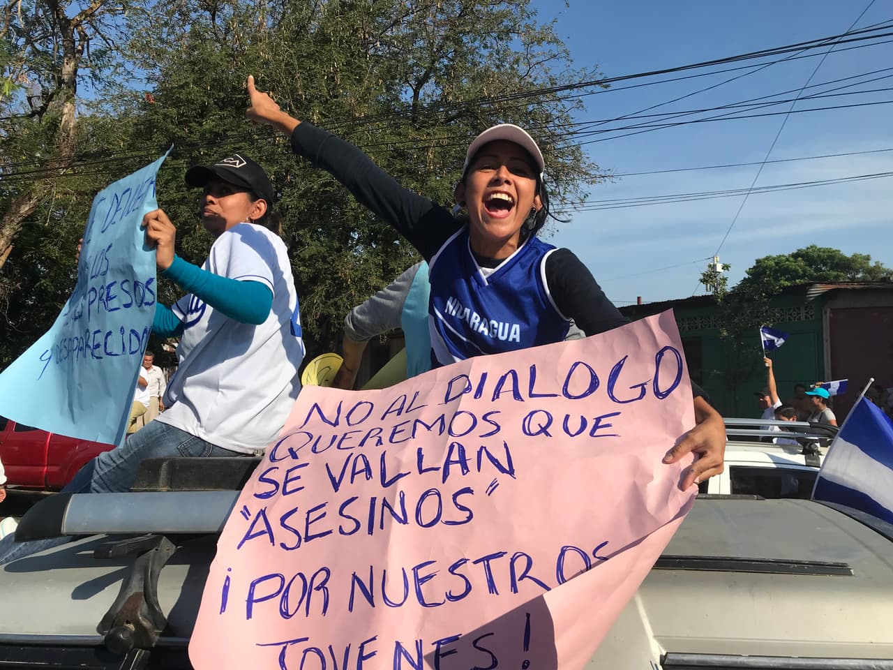 'No to dialogue. We want the murderers out. For our students.' While the catholic Church has offered to mediate a dialogue, some say they don't trust the government and want to see some justice first for those who died.