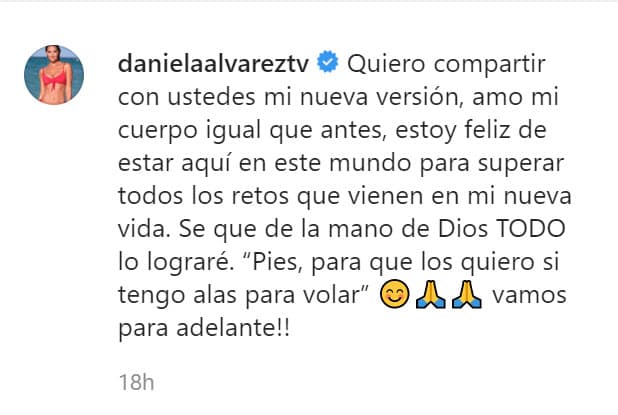 "Sé que de la mano de Dios todo lo lograré. '
<b>Pies, para qué los quiero</b> si tengo alas para volar', ¡vamos para adelante!".
<br>