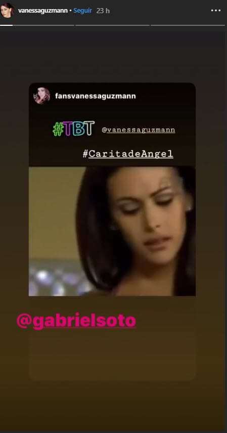 Recientemente, Vanessa Guzmán compartió una publicación de uno de sus club de fans de Instagram, la cual es una 
<b>escena de la telenovela 'Carita de ángel' (2000)</b>, en donde ella y el actor eran pareja.
<br>