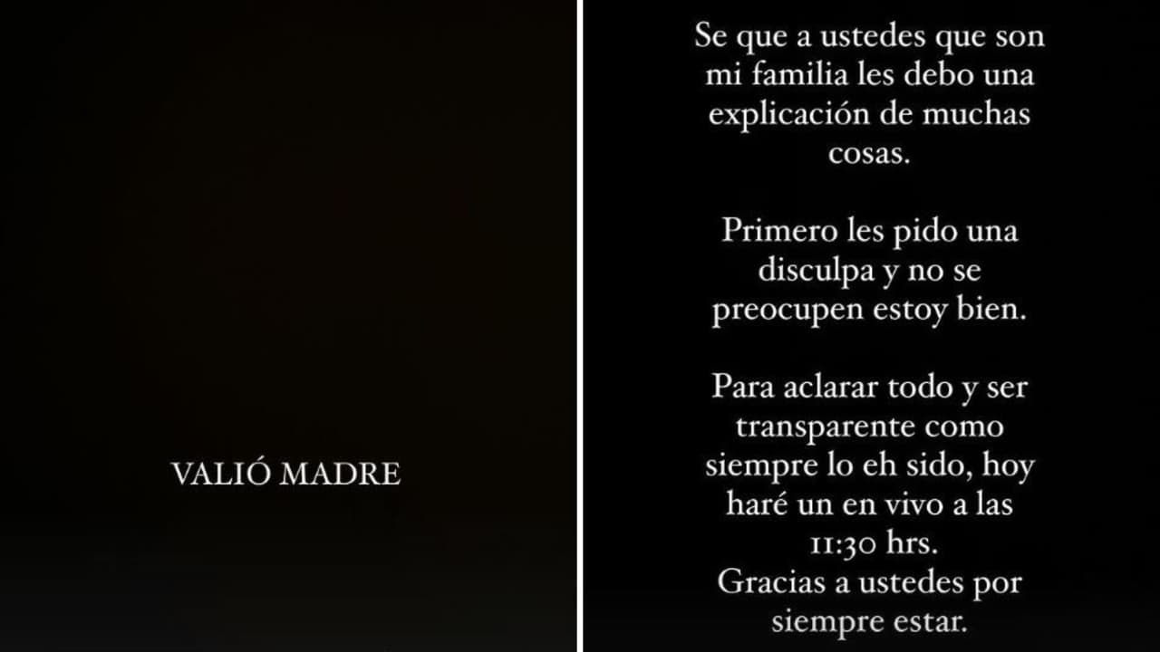 Estos son los mensajes que publicó Emilio Osorio en Instagram.
