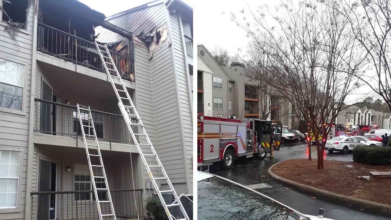 El fuego fue reportado este sábado alrededor de las 11:28 am en el complejo Arbor Mill Apartments, ubicado en el 1850 de Graves Road North West, en Norcross.