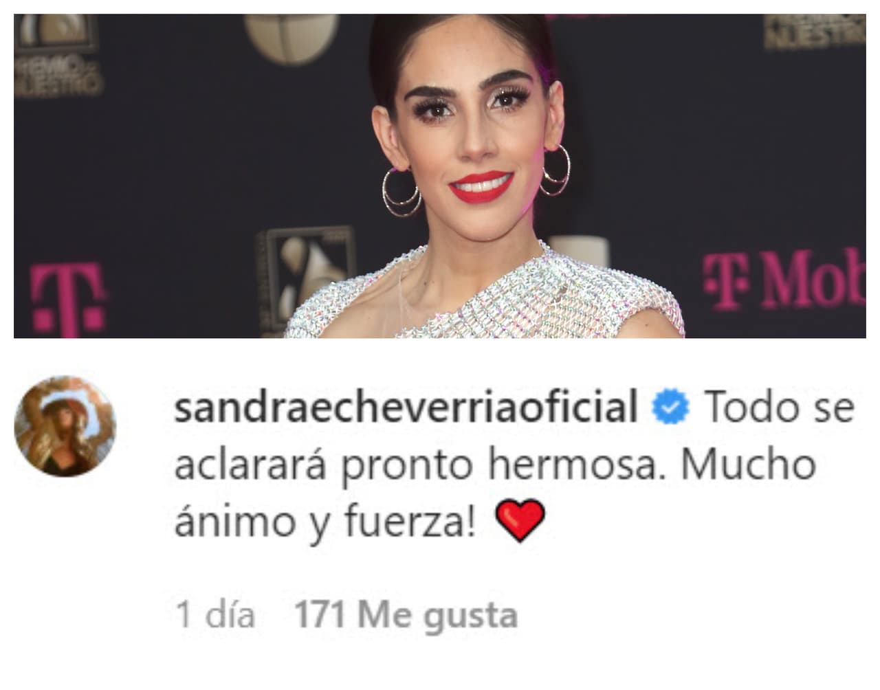 Sandra Echeverría también le escribió y le dijo que "todo se aclarará pronto". 
<br>