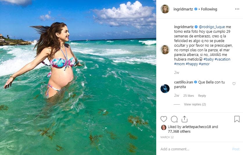 Ingrid Martz ha compartido el proceso de su embarazo con sus seguidores a través de Instagram.