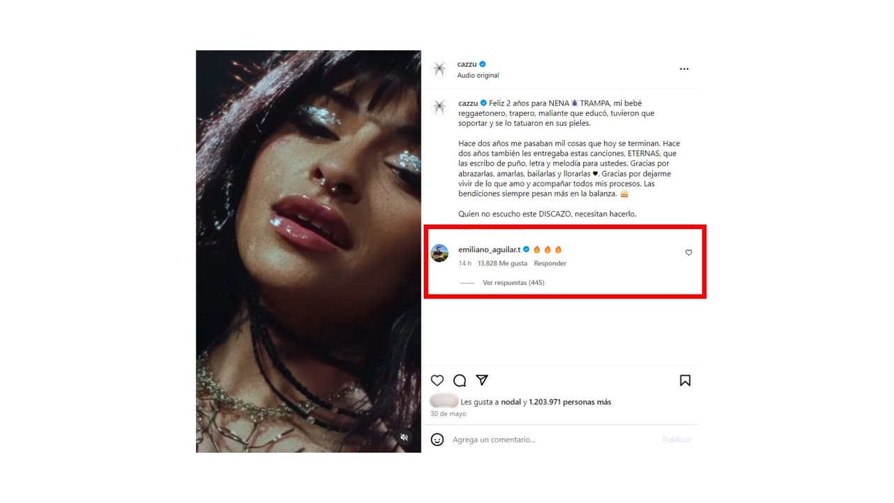 Emiliano Aguilar comentó la publicación de Cazzu tras boda de su hermana.