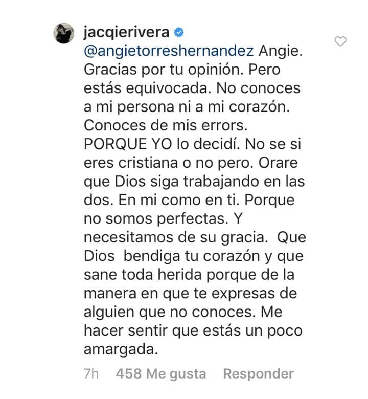 <a href="https://www.univision.com/entretenimiento/jacqie-rivera-tiene-tres-poderosas-razones-para-no-ser-como-su-madre-la-diva-de-la-banda">Jacqie Rivera</a> no se quedó callada ante la opinión de la mujer y contestó al estilo de su familia.