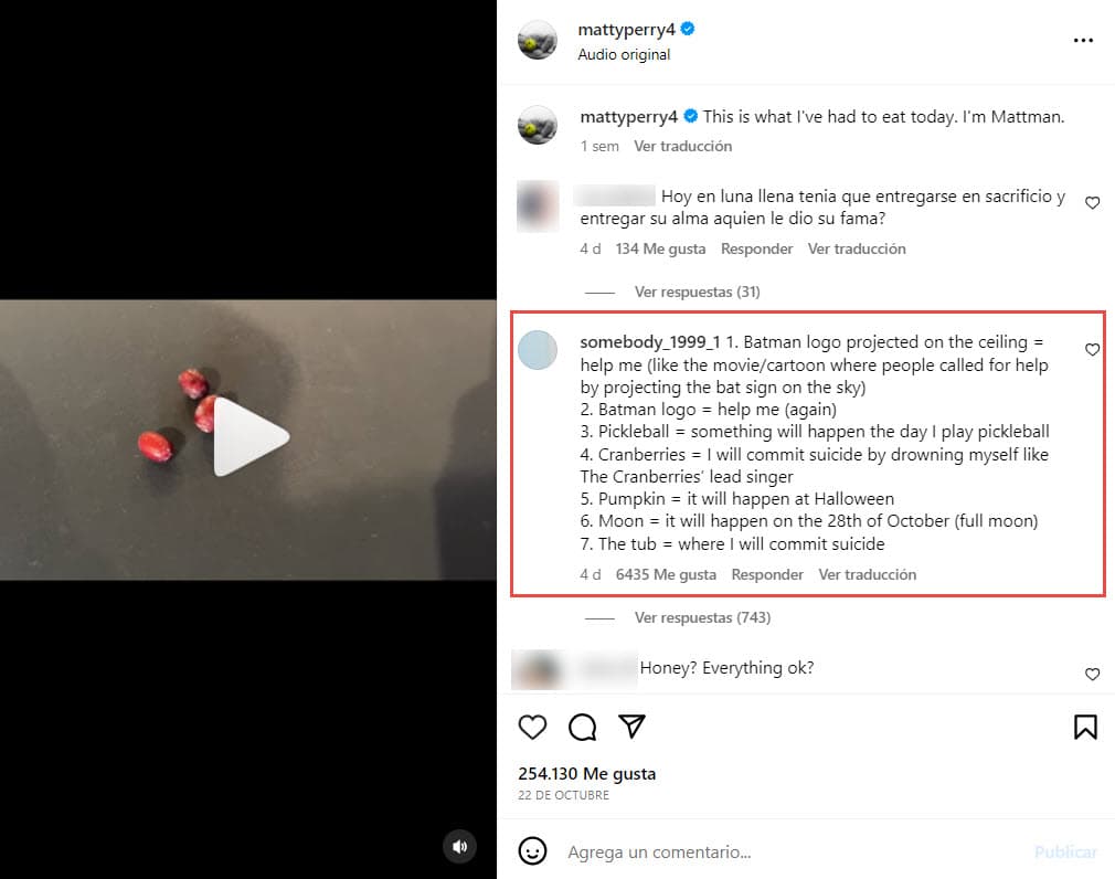 Los fans de Matthew Perry han especulado con los últimos mensajes del actor.