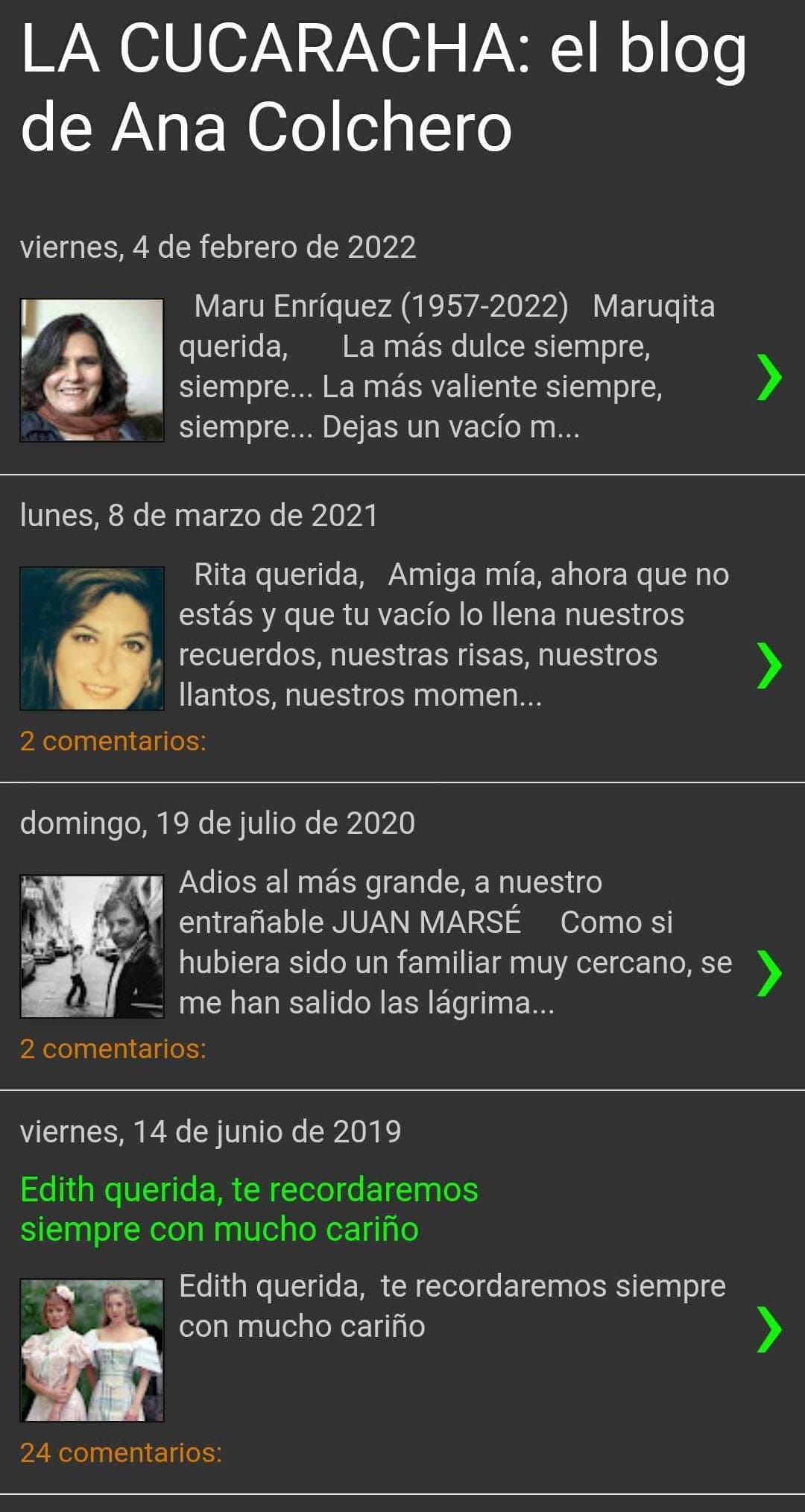 En el 2013 abrió un blog llamado ‘La cucaracha’, en el que suele publicar sus posturas ideológicas, así como reflexiones de todo tipo.