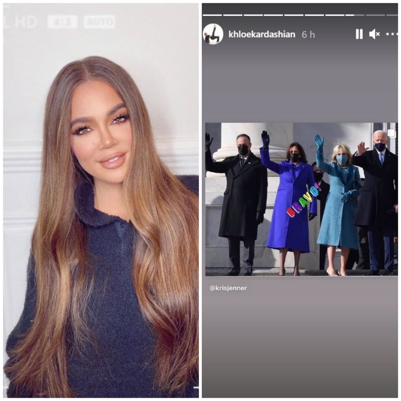 Con la palabra "Bravo", 
<b>Khloé Kardashian</b> celebró al nuevo mandatario.