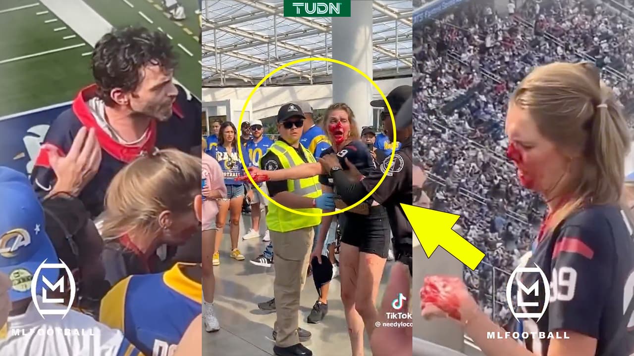 Pelea brutal entre aficionados de Rams y Texans en la NFL