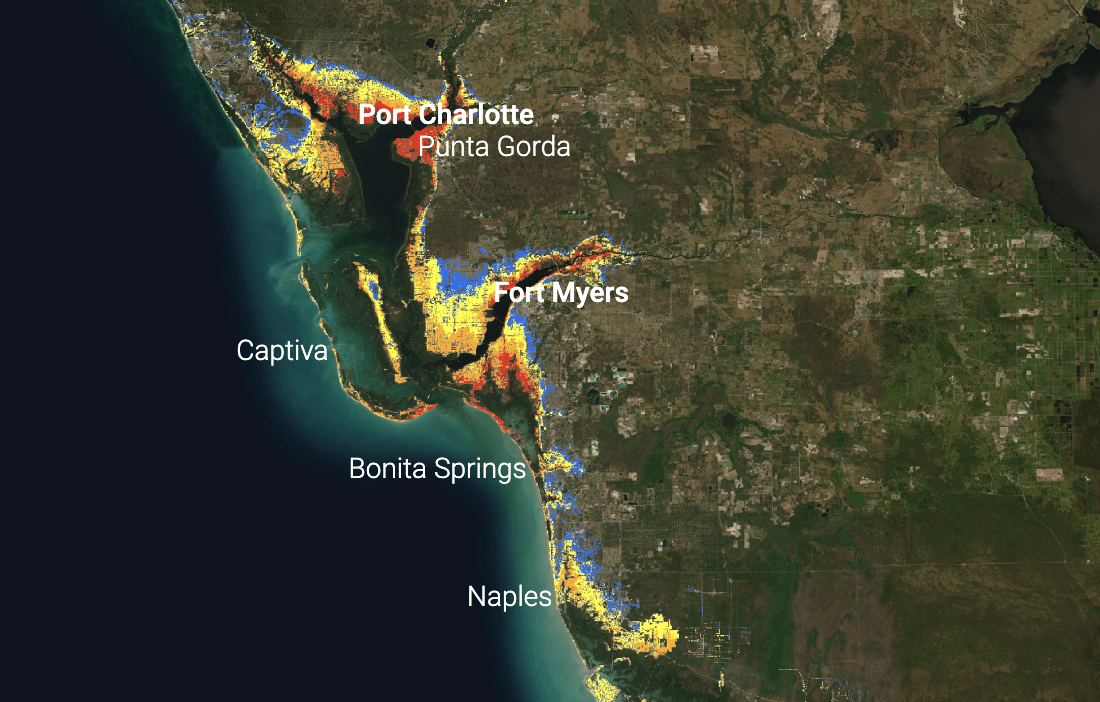 En gráficos: marejada ciclónica de Ian amenaza área de Fort Myers con inundaciones catastróficas