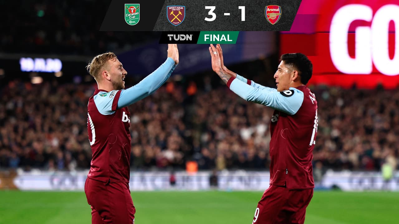 Edson Álvarez golea al Arsenal con West Ham en EFL Cup para pasar a Cuartos de Final