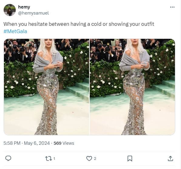 Kim Kardashian en los memes de la Met Gala 2024