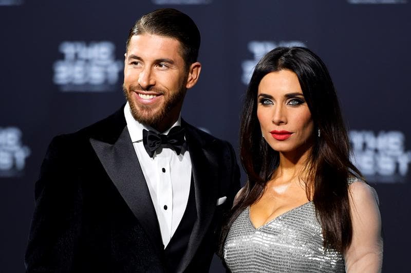 El jugador de Real Madrid Sergio Ramos y su esposa.