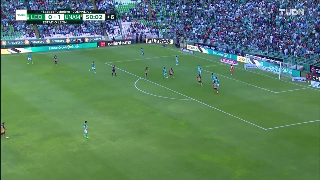 ¡GOL!  anota para Pumas UNAM. Gustavo Del Prete