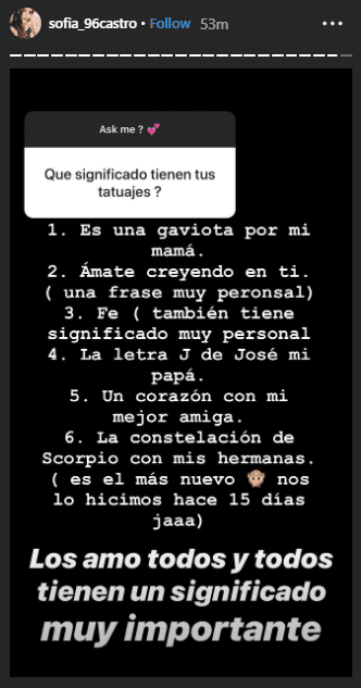 Asimismo, respondió a otros cuestionamientos personales como el significado de sus tatuajes, destacando en primer lugar el que se hizo en honor a Angélica Rivera.