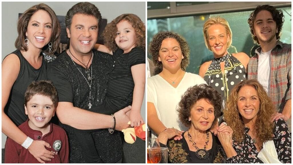 Lucero y sus hijos en una foto que compara el antes y después de ella con los chicos.