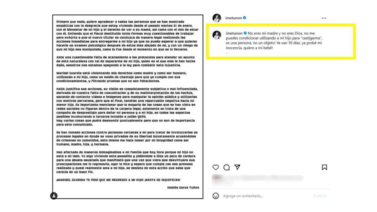 El comunicado de Imelda Tuñón.