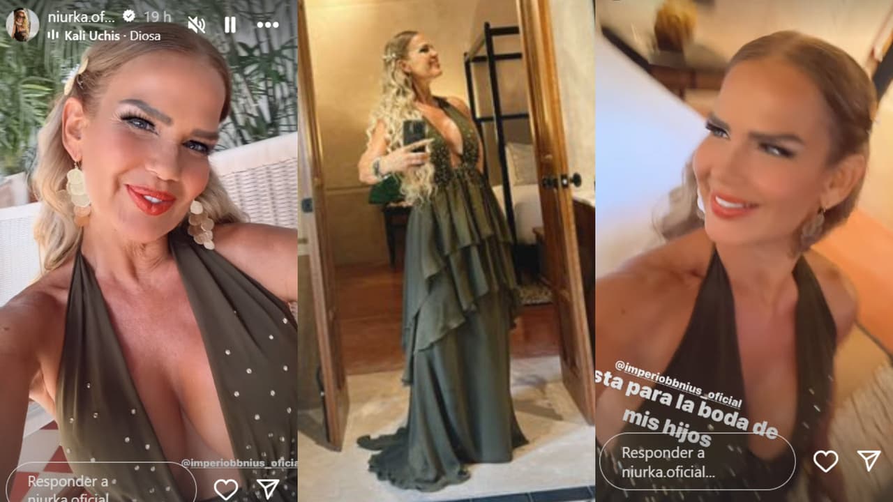 Niurka eligió un vestido de color verde para asistir a la boda de su hijo mayor Kiko.