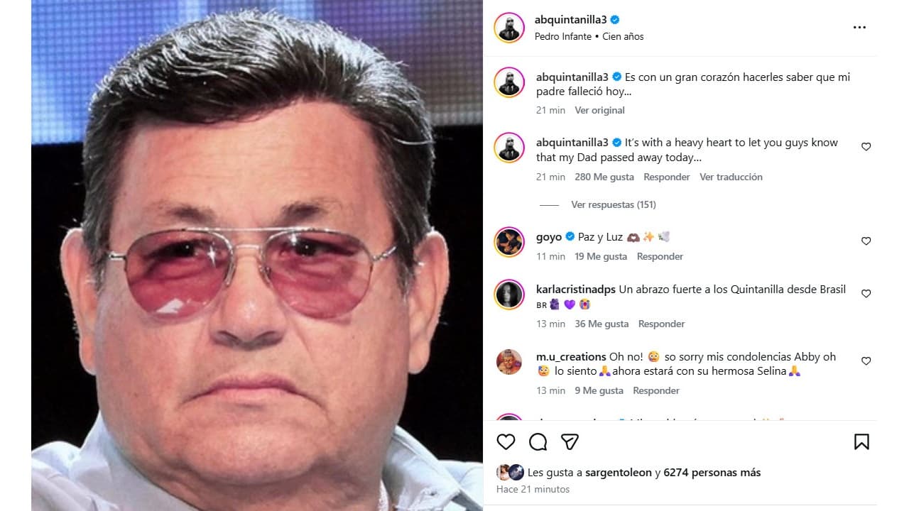 Así informó A. B. Quintanilla la muerte de su padre.