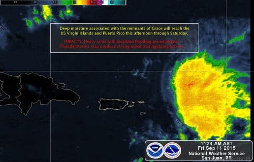 Se esperan lluvias asociadas a lo que fue la tormenta Grace.