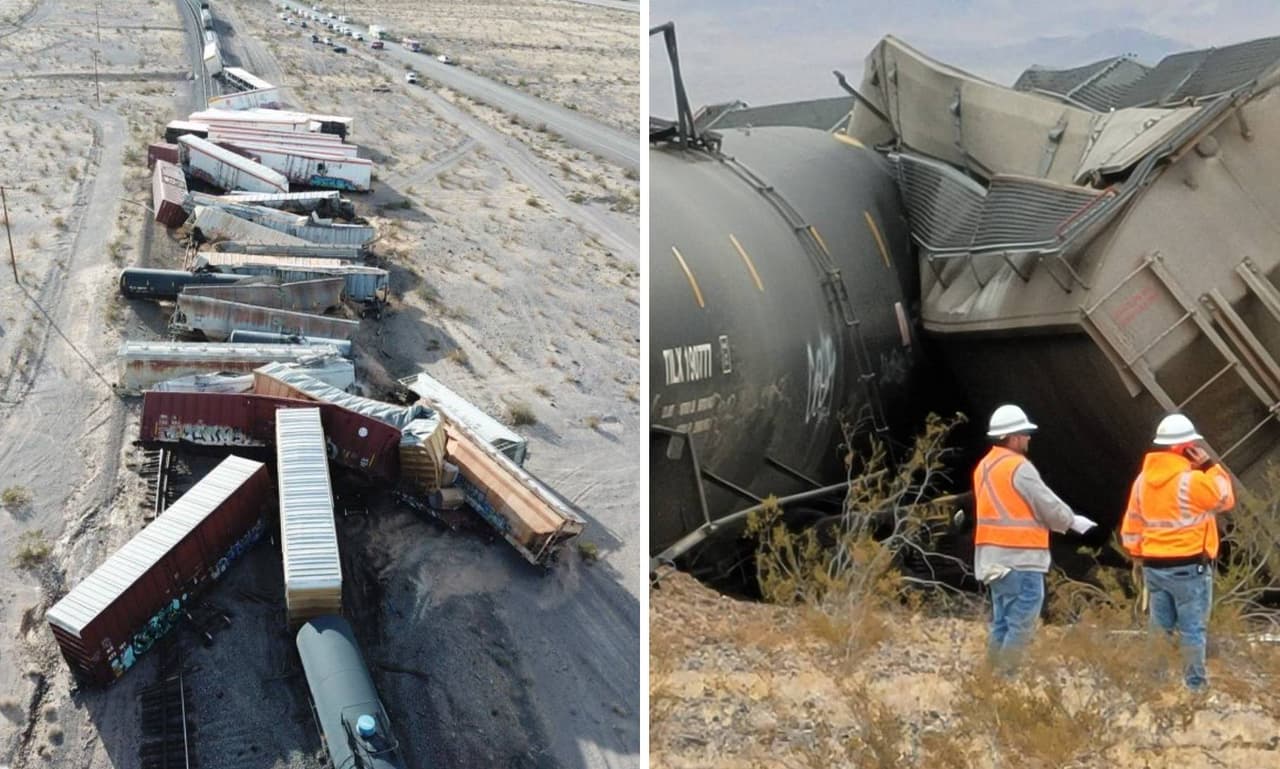 Cerca de 35 vagones colapsan luego de que un tren se descarrila en San Bernardino