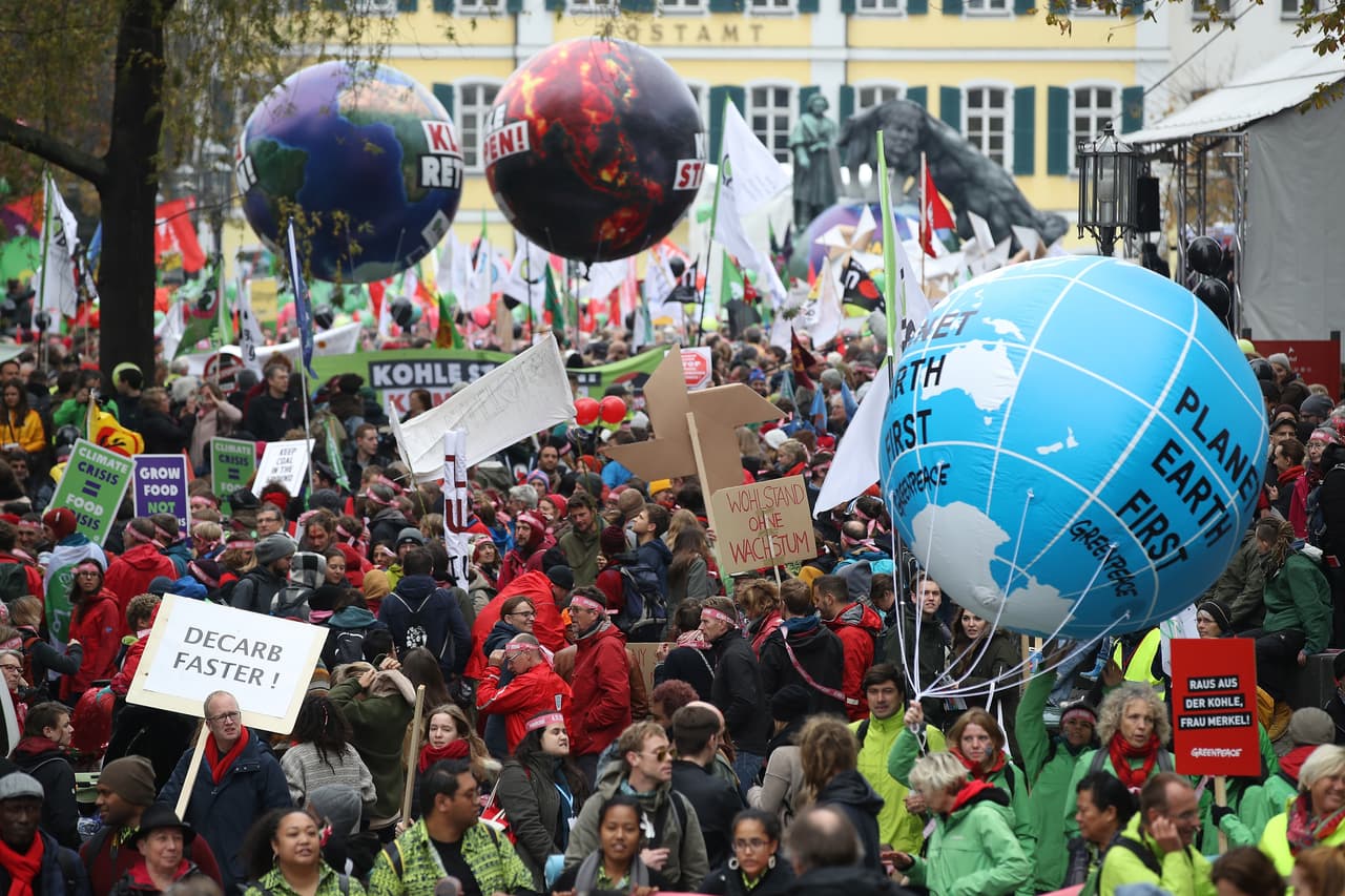 Así se veía este 4 de noviembre la llamada Marcha Climática contra la energía fósil en Bonn, Alemania.