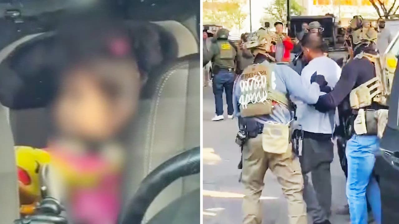 Agentes federales detienen a un padre junto a su hija pequeña en un operativo migratorio en Los Ángeles