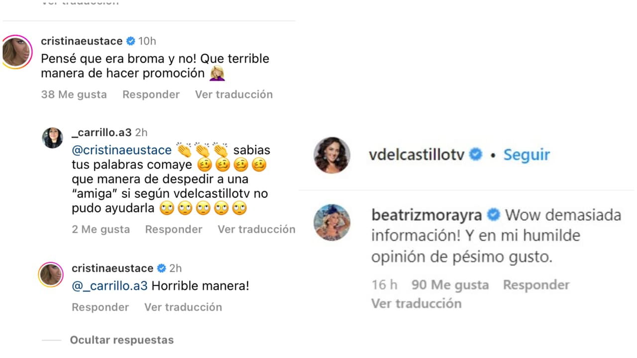 Cristina Eustace y Beatriz Morayra criticaron a Verónica del Castillo.