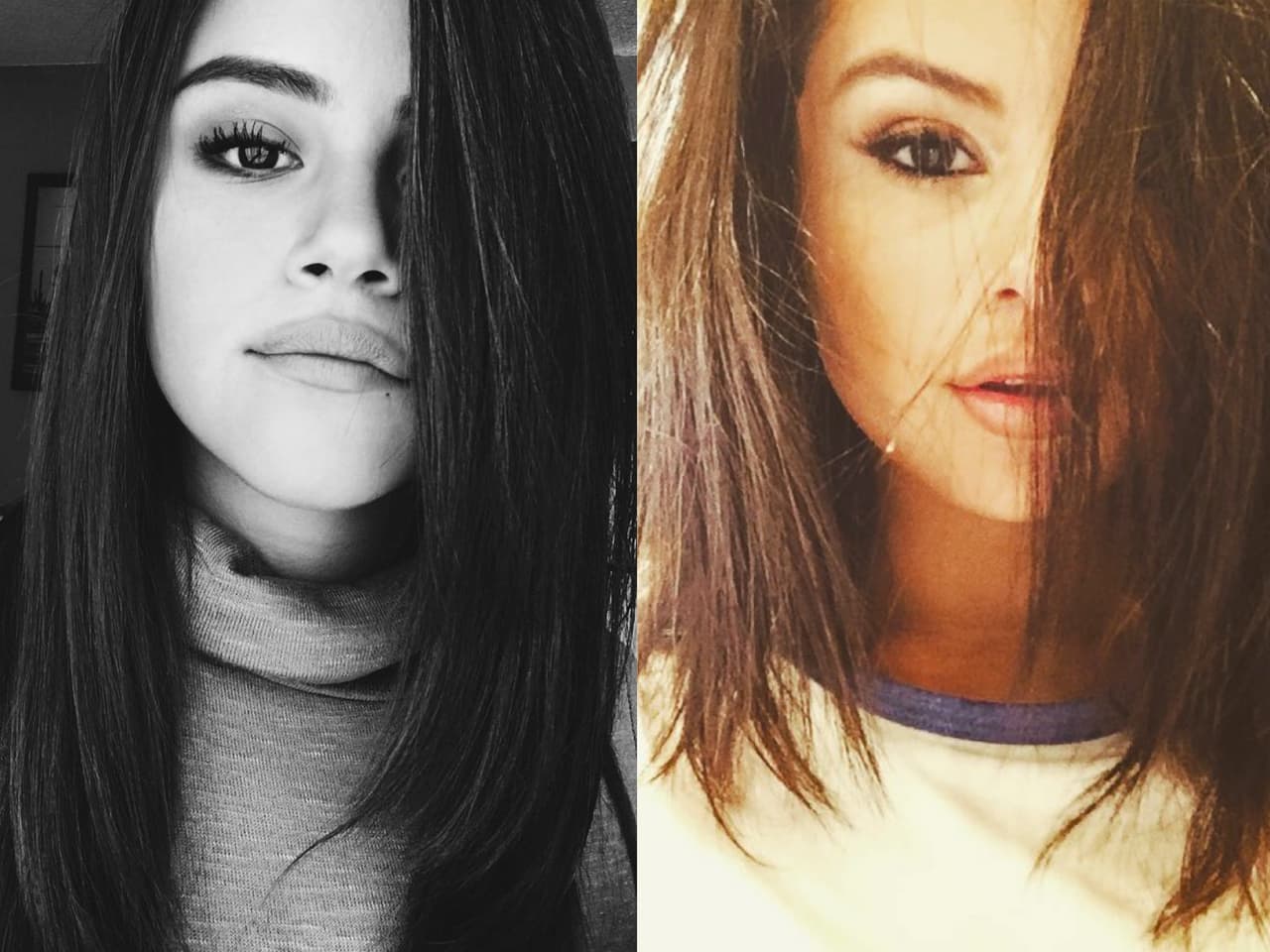 En casi todas sus fotos, Solares imita cada ángulo y estilo de la estrella del pop. 
<br>*A la izquierda, Sofía Solares. A la derecha, Selena Gómez.