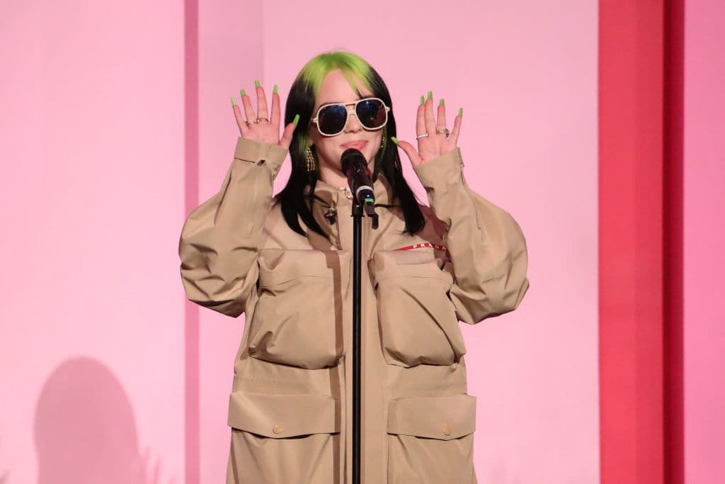 LOS ANGELES, CALIFORNIA - DECEMBER 12: Billie Eilish accepts the Woman of the Year Award onstage during Billboard Women In Music 2019, presented by YouTube Music, on December 12, 2019 in Los Angeles, California. (Photo by Rich Fury/Getty Images for Billboard)