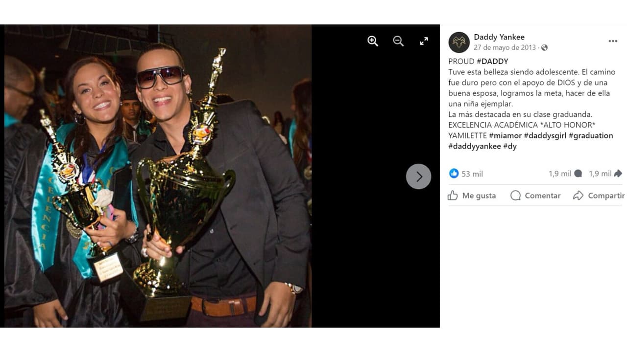 Daddy Yankee celebró a su hija Yamilette por su graduación.